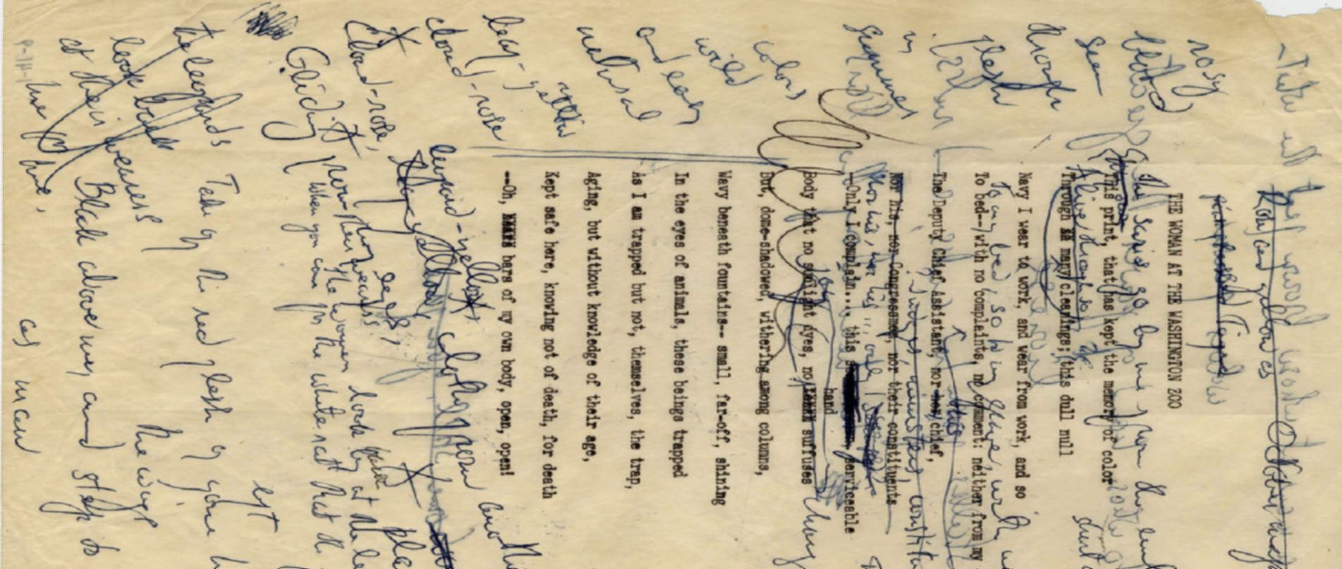 image of a typed poem with handwritten notes in the margin